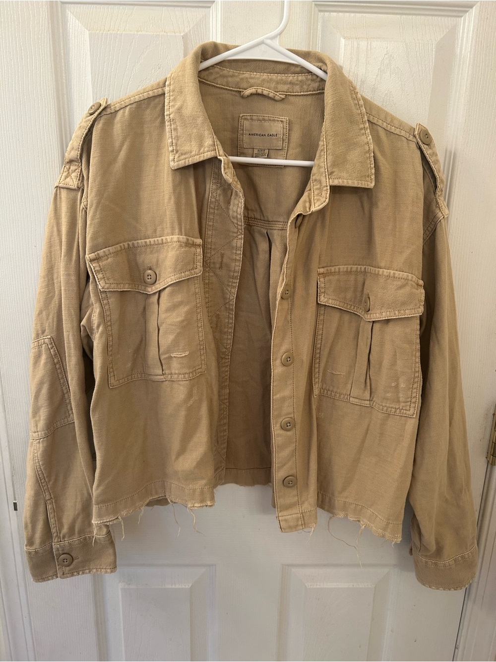 American Eagle Outfitters Beige Utility Jacket with Chest Pockets